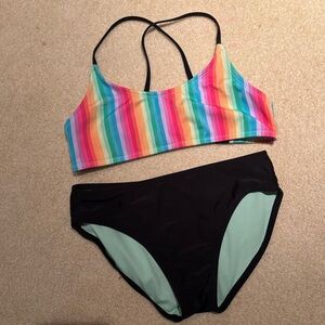 art class Mint Green and Black Sport Bikini Top